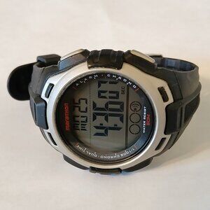 Marathon Digital Watch Black Buckle Band WR 50M Dual Time Alarm Chrono 1/100 Sec